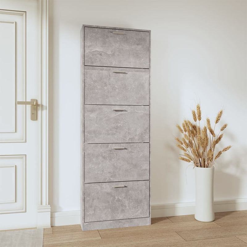 vidaXL betonszürke szerelt fa cipőszekrény 59 x 17 x 169 cm