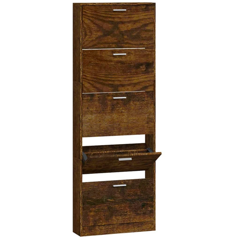 vidaXL füstös tölgy színű szerelt fa cipősszekrény 59 x 17 x 169 cm