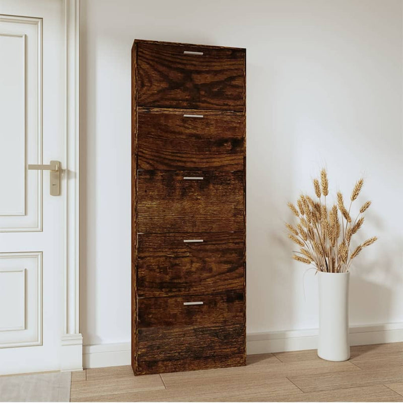 vidaXL füstös tölgy színű szerelt fa cipősszekrény 59 x 17 x 169 cm
