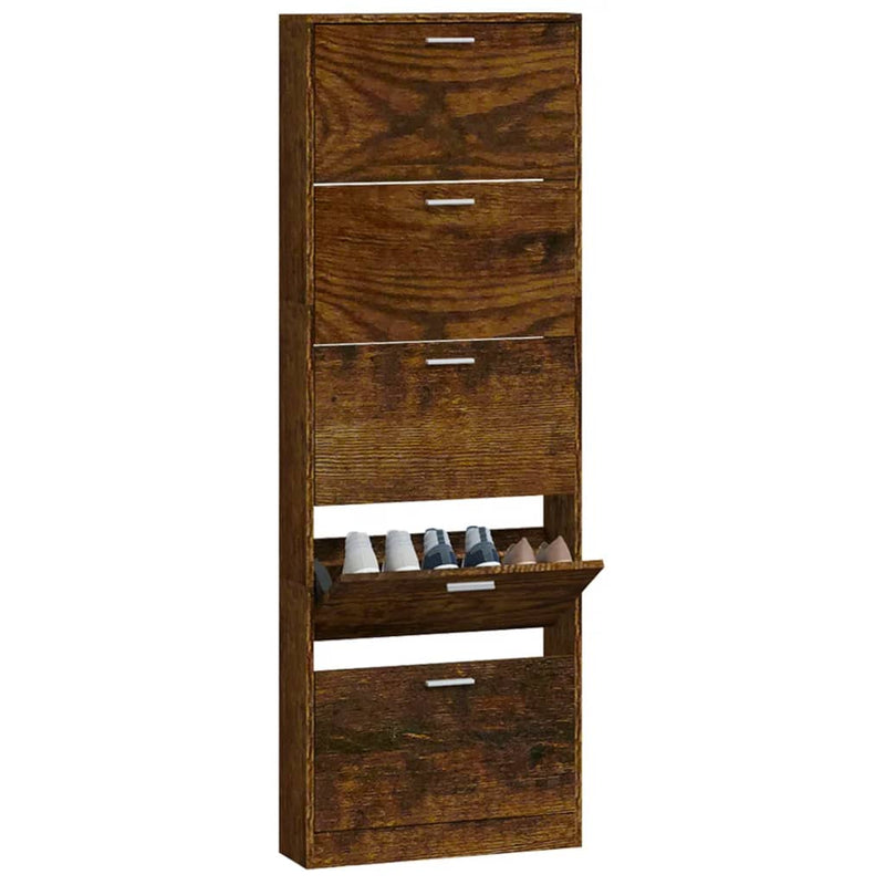vidaXL füstös tölgy színű szerelt fa cipősszekrény 59 x 17 x 169 cm