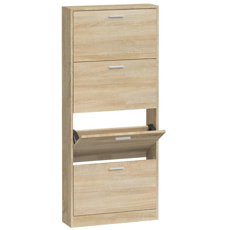 vidaXL tölgyszínű szerelt fa cipősszekrény 59x17x150 cm