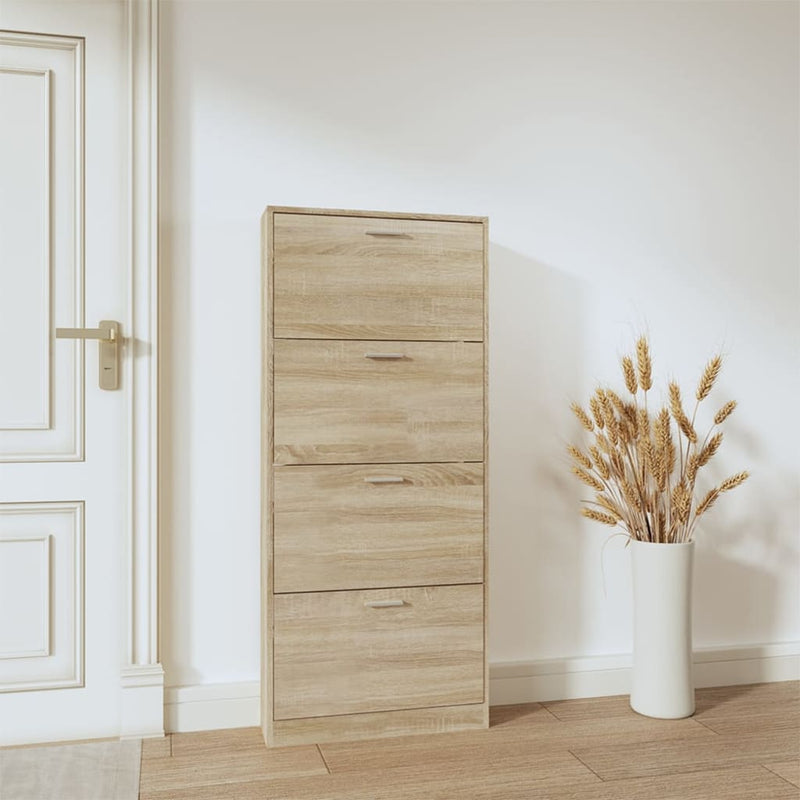 vidaXL tölgyszínű szerelt fa cipősszekrény 59x17x150 cm
