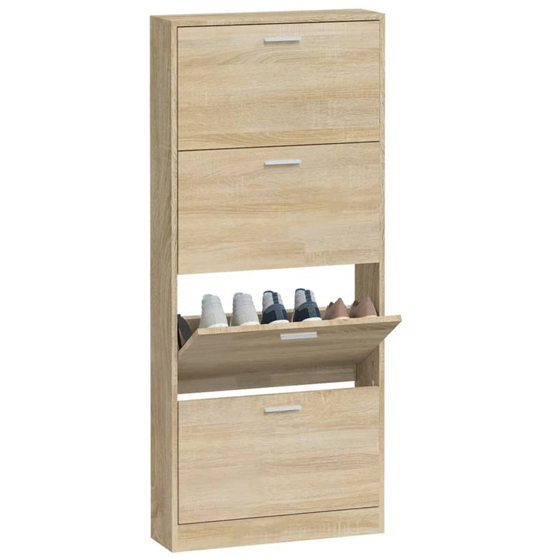 vidaXL tölgyszínű szerelt fa cipősszekrény 59x17x150 cm
