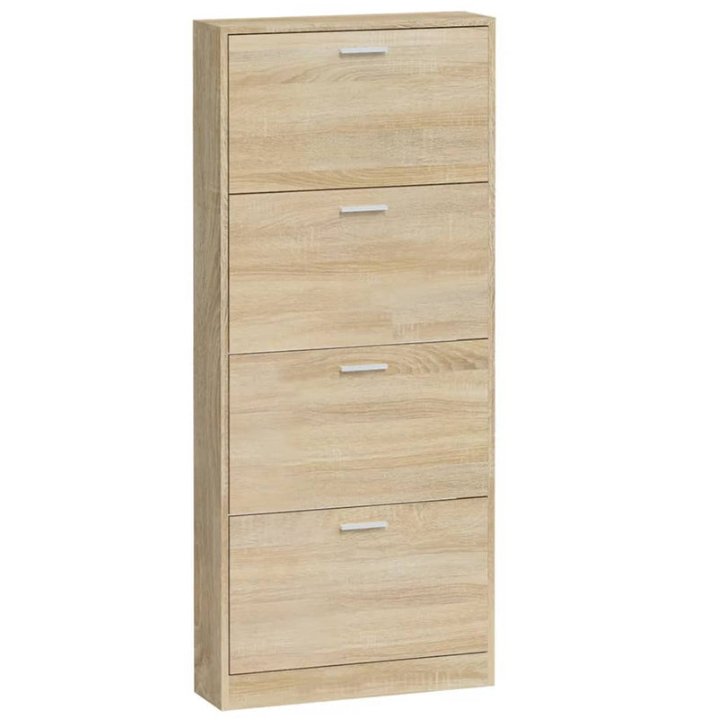 vidaXL tölgyszínű szerelt fa cipősszekrény 59x17x150 cm
