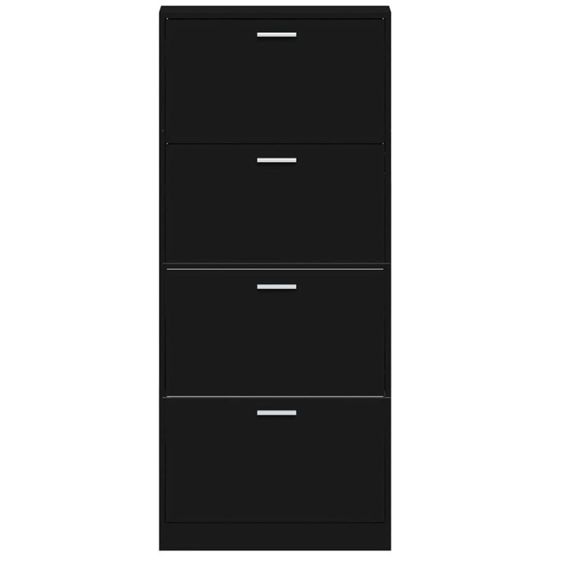 vidaXL fekete szerelt fa cipősszekrény 59x17x150 cm