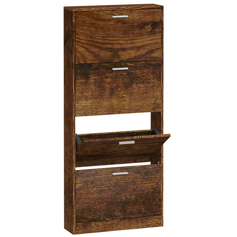 vidaXL füstös tölgy színű szerelt fa cipősszekrény 59x17x150 cm
