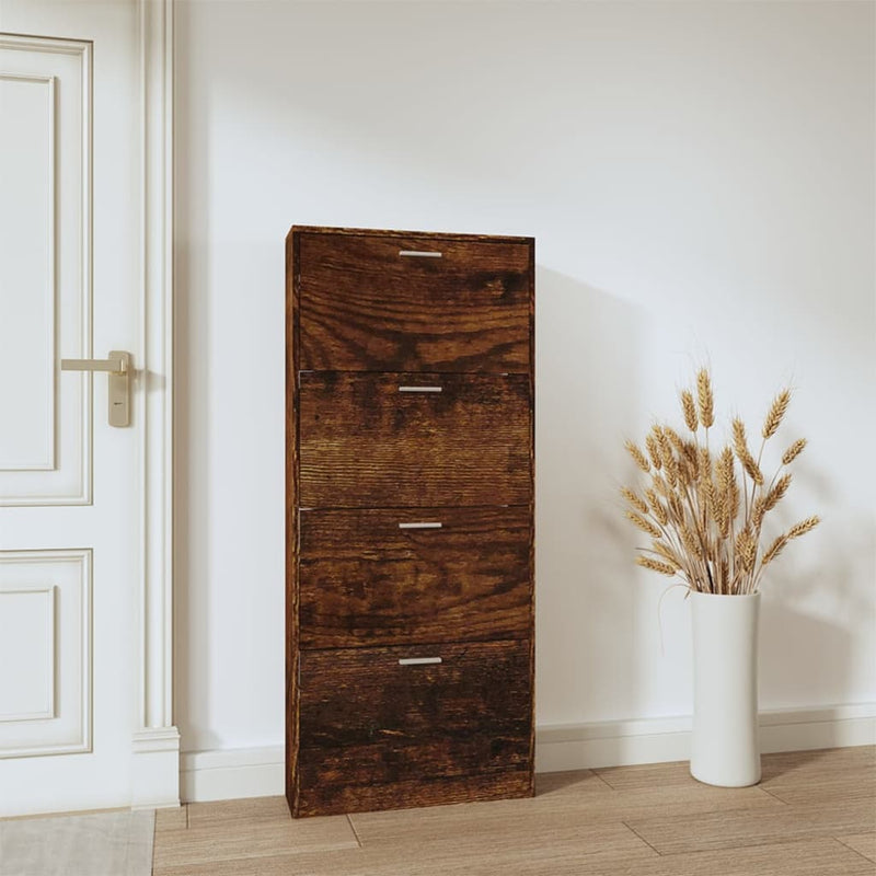 vidaXL füstös tölgy színű szerelt fa cipősszekrény 59x17x150 cm