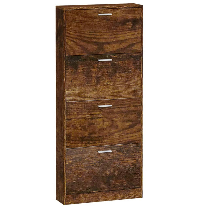 vidaXL füstös tölgy színű szerelt fa cipősszekrény 59x17x150 cm