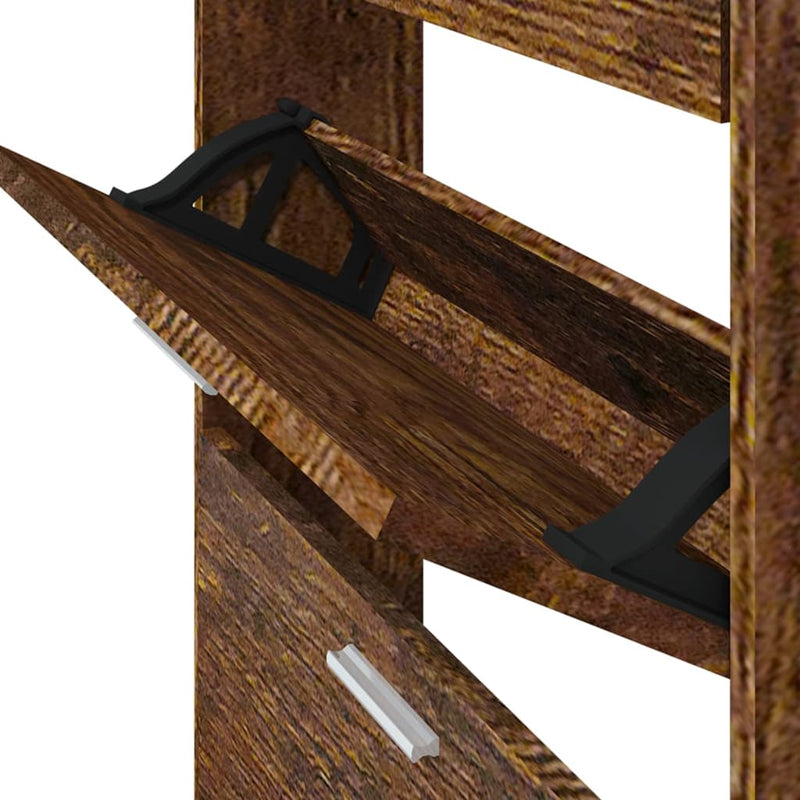 vidaXL füstös tölgy színű szerelt fa cipősszekrény 59x17x150 cm