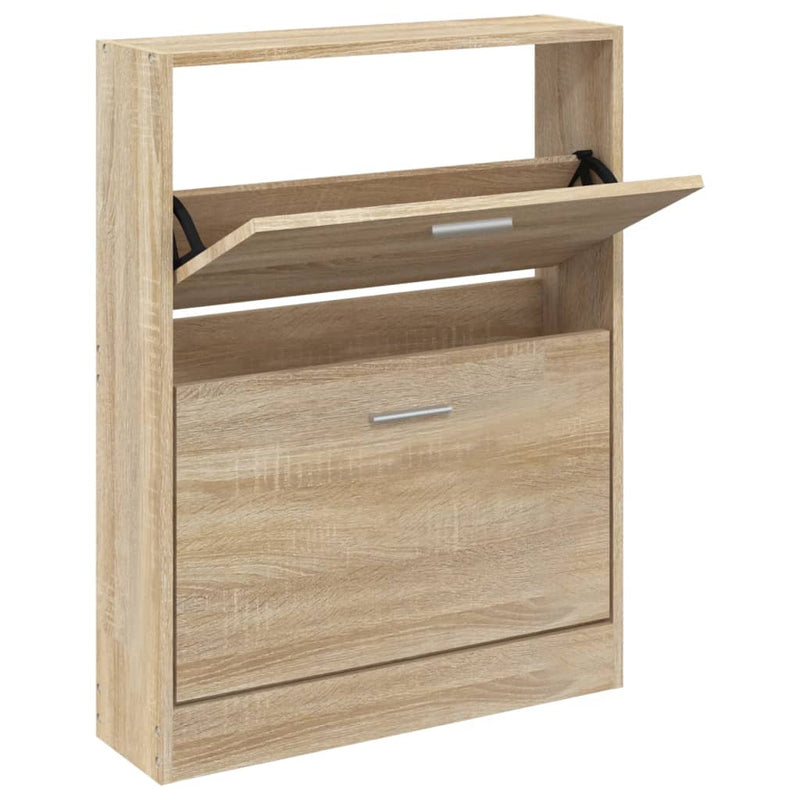 vidaXL tölgyszínű szerelt fa cipősszekrény 59x17x81 cm