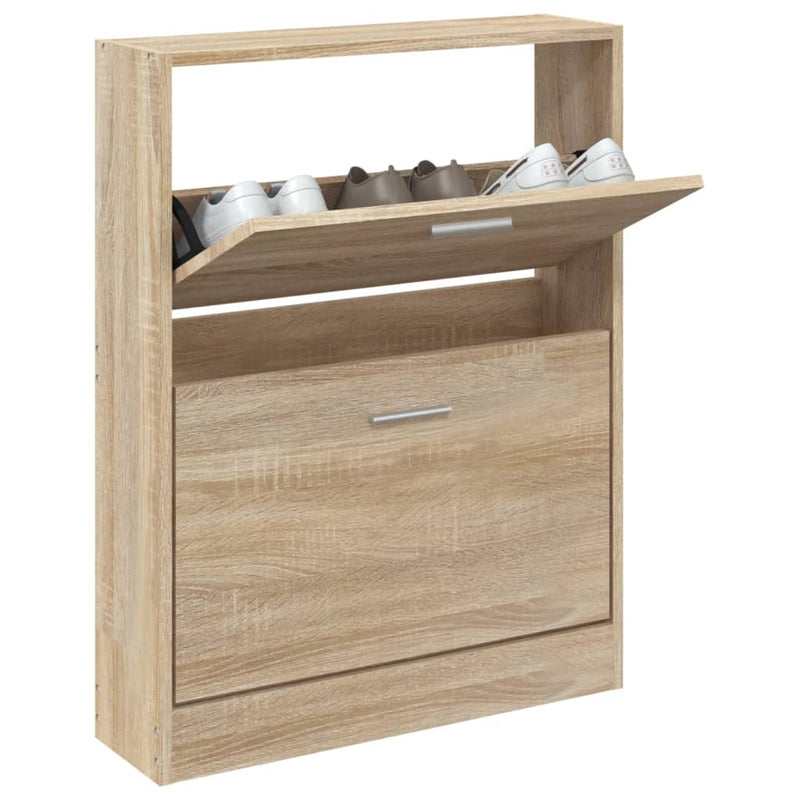 vidaXL tölgyszínű szerelt fa cipősszekrény 59x17x81 cm