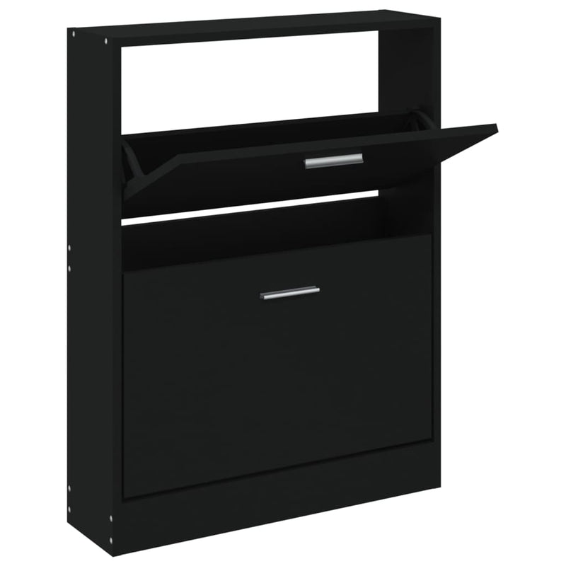 vidaXL fekete szerelt fa cipőszekrény 59x17x81 cm