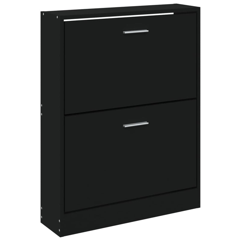 vidaXL fekete szerelt fa cipőszekrény 59x17x81 cm