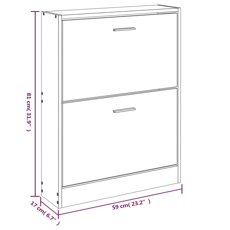 vidaXL füstös tölgy színű szerelt fa cipősszekrény 59x17x81 cm