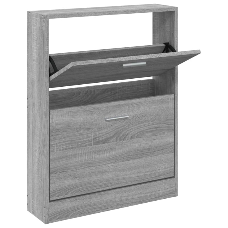 vidaXL szürke sonoma színű szerelt fa cipősszekrény 59x17x81 cm