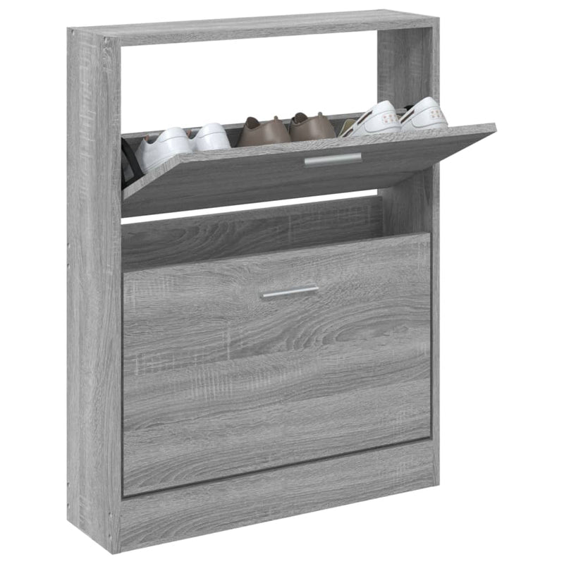 vidaXL szürke sonoma színű szerelt fa cipősszekrény 59x17x81 cm