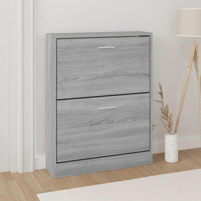 vidaXL szürke sonoma színű szerelt fa cipősszekrény 59x17x81 cm