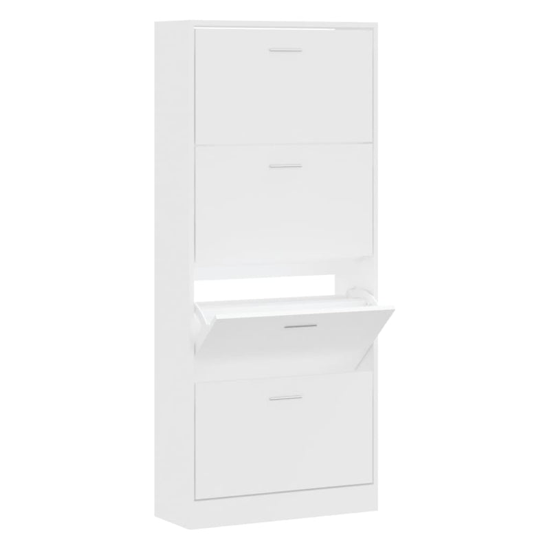vidaXL fehér szerelt fa cipősszekrény 63x24x147 cm