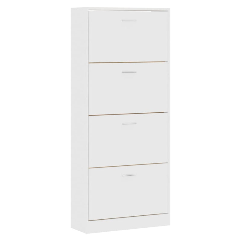 vidaXL fehér szerelt fa cipősszekrény 63x24x147 cm