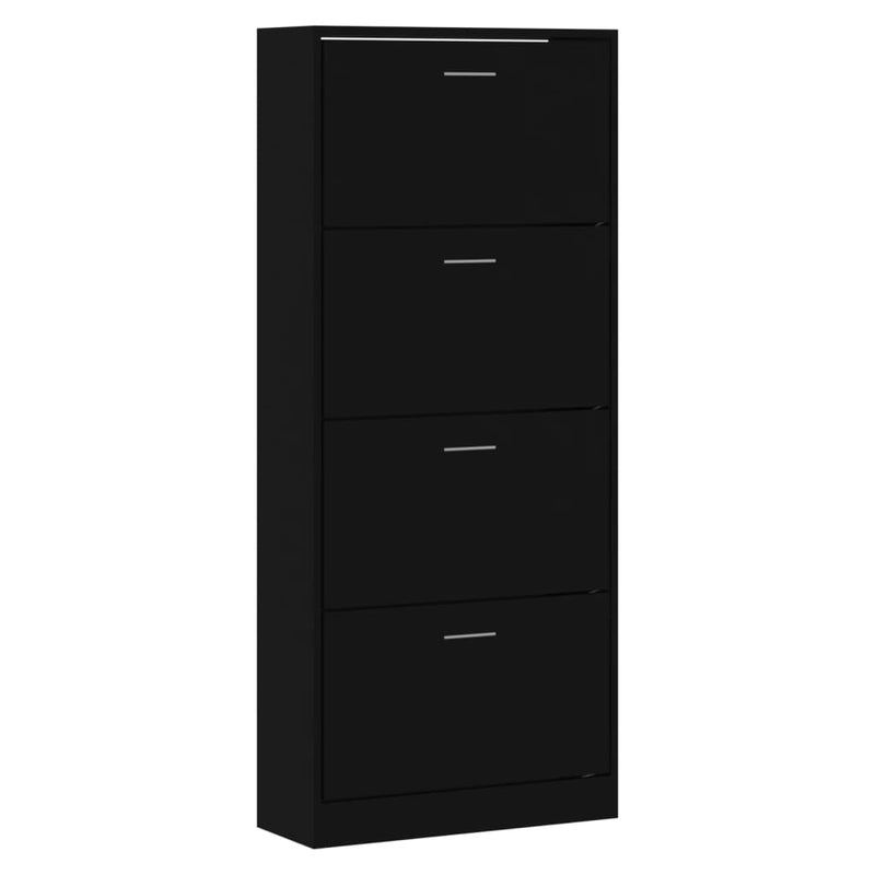 vidaXL fekete szerelt fa cipősszekrény 63x24x147 cm