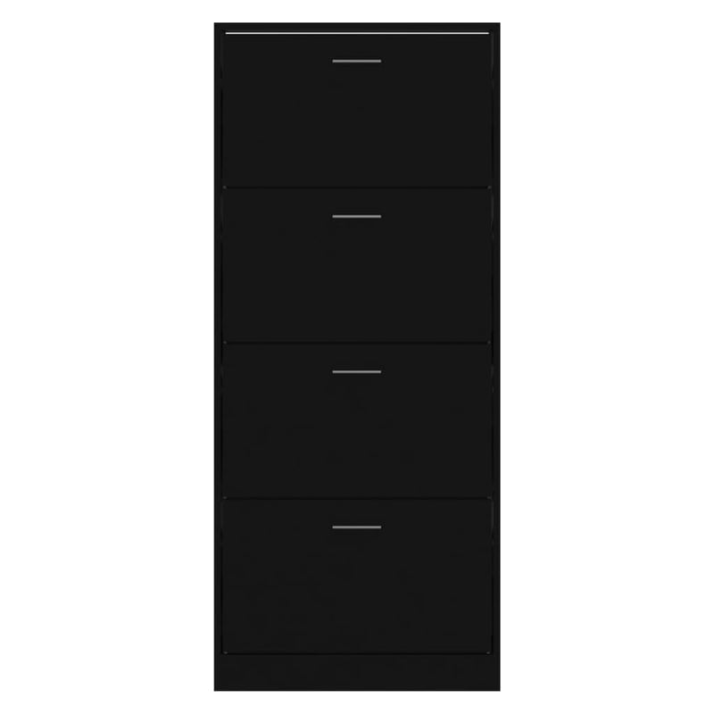 vidaXL fekete szerelt fa cipősszekrény 63x24x147 cm