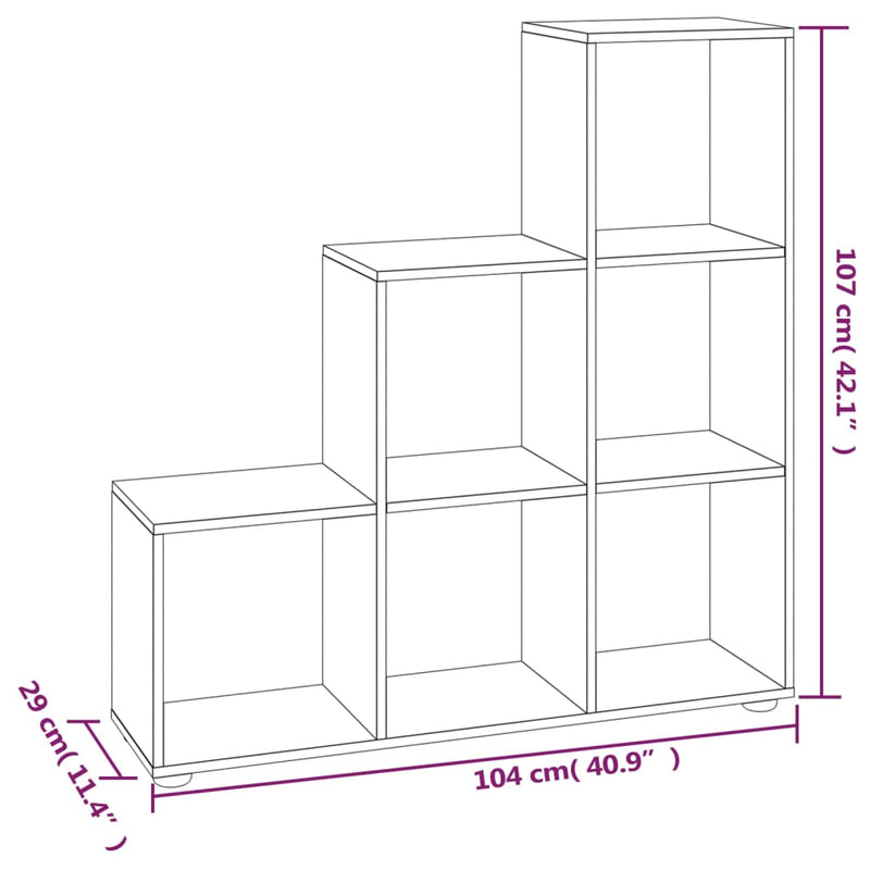 vidaXL szürke sonoma színű szerelt fa lépcsős könyvespolc 107 cm