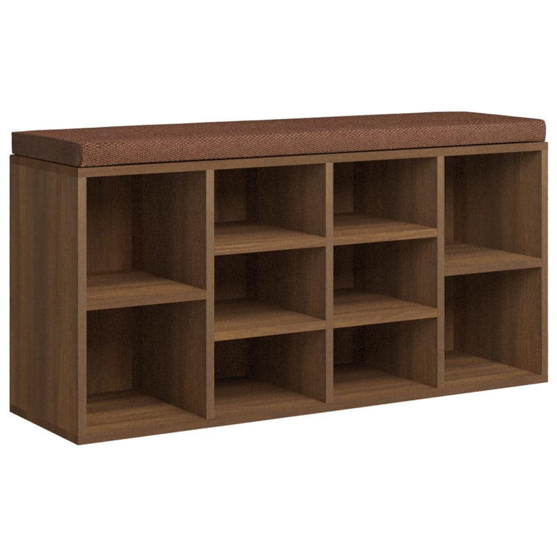 vidaXL barna tölgy szerelt fa cipőtároló pad 103x30x48 cm