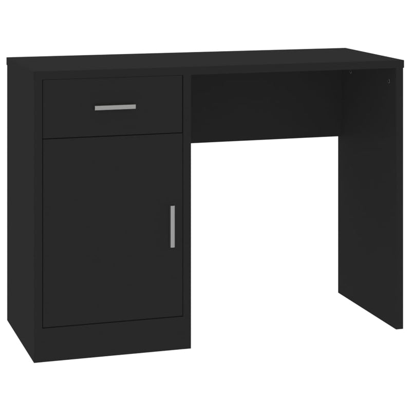 vidaXL fekete faanyag fiókos/rekeszes íróasztal 100x40x73 cm