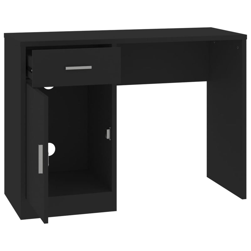 vidaXL fekete faanyag fiókos/rekeszes íróasztal 100x40x73 cm