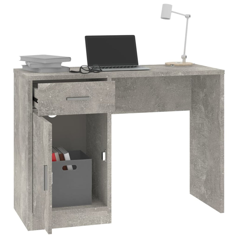 vidaXL betonszürke faanyag fiókos/rekeszes íróasztal 100x40x73 cm