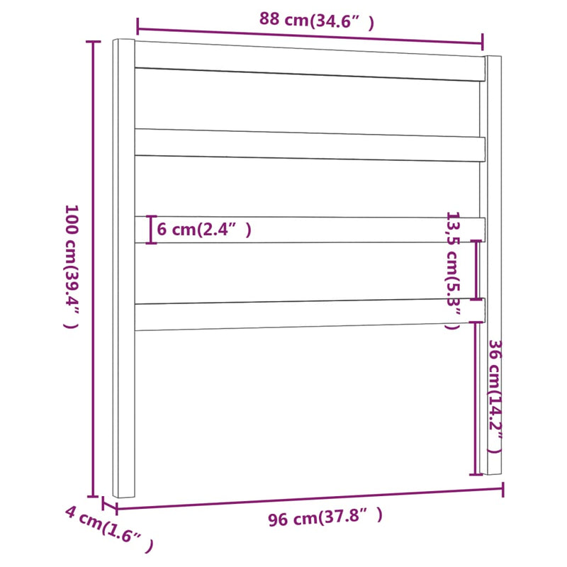 vidaXL mézbarna tömör fenyőfa ágyfejtámla 96 x 4 x 100 cm