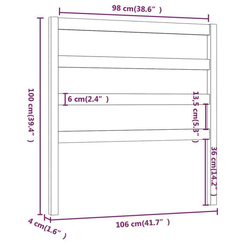 vidaXL mézbarna tömör fenyőfa ágyfejtámla 106 x 4 x 100 cm