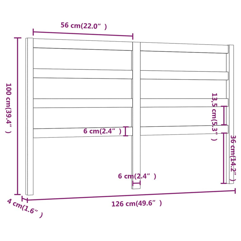 vidaXL szürke tömör fenyőfa ágyfejtámla 126 x 4 x 100 cm