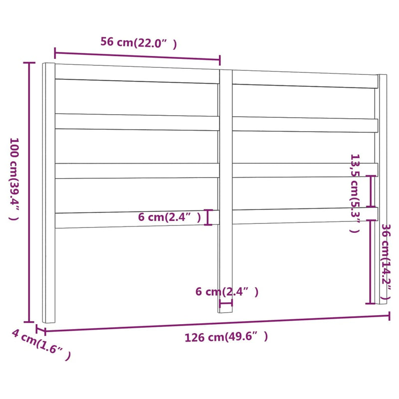 vidaXL mézbarna tömör fenyőfa ágy fejtámla 126 x 4 x 100 cm
