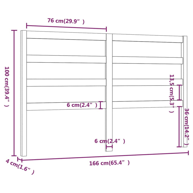 vidaXL fehér tömör fenyőfa ágyfejtámla 166 x 4 x 100 cm