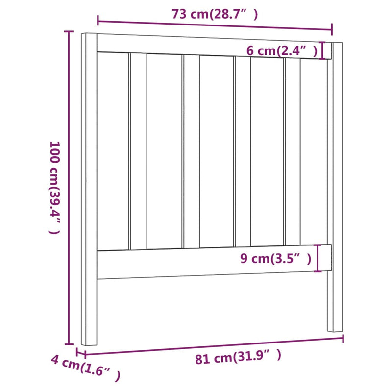 vidaXL mézbarna tömör fenyőfa ágy fejtámla 81 x 4 x 100 cm