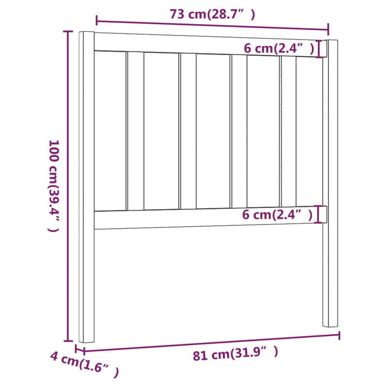 vidaXL szürke tömör fenyőfa ágyfejtámla 81 x 4 x 100 cm