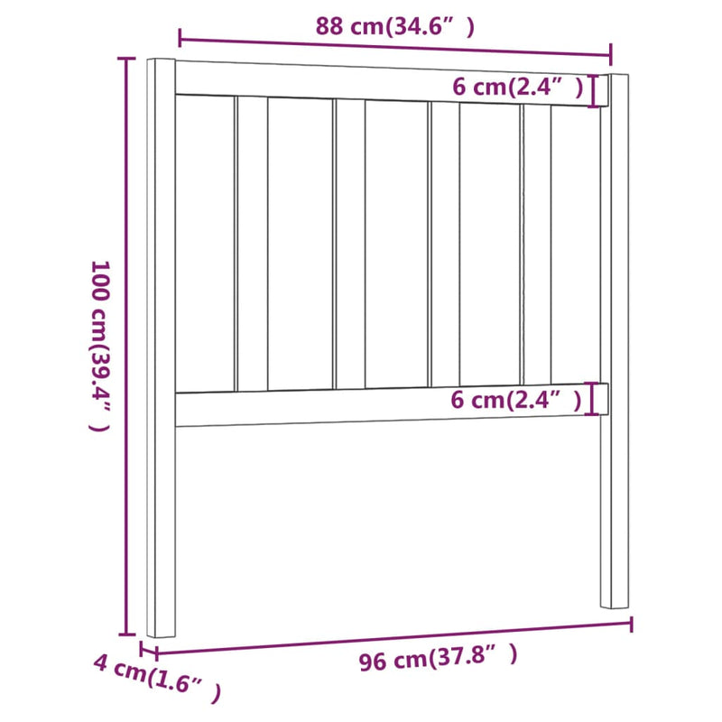 vidaXL tömör fenyőfa ágyfejtámla 96 x 4 x 100 cm