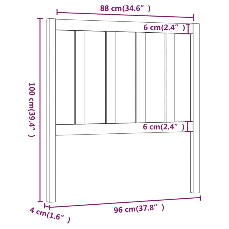 vidaXL mézbarna tömör fenyőfa ágyfejtámla 96 x 4 x 100 cm