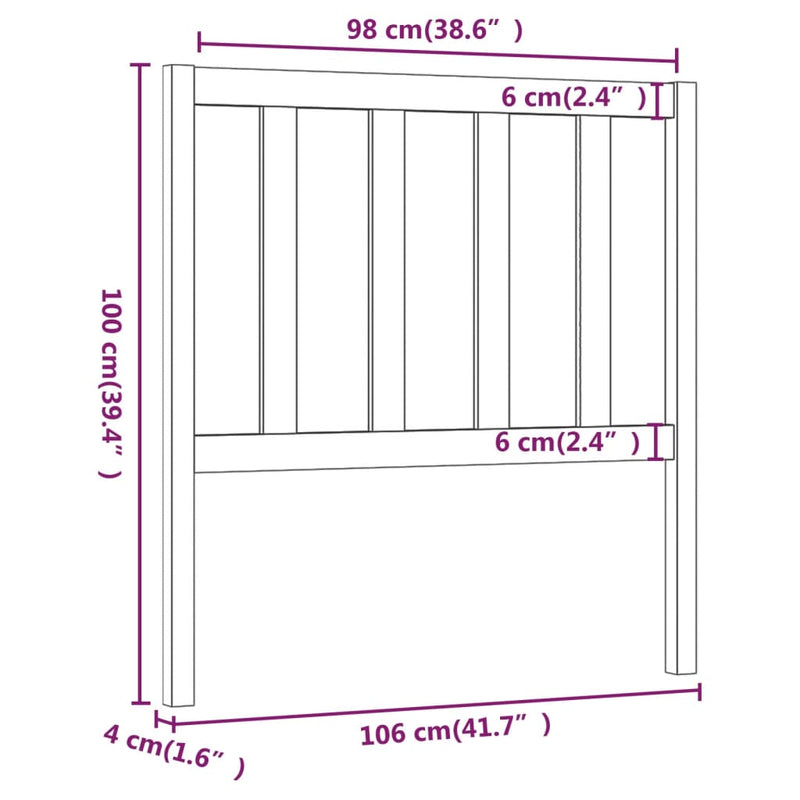 vidaXL mézbarna tömör fenyőfa ágyfejtámla 106 x 4 x 100 cm