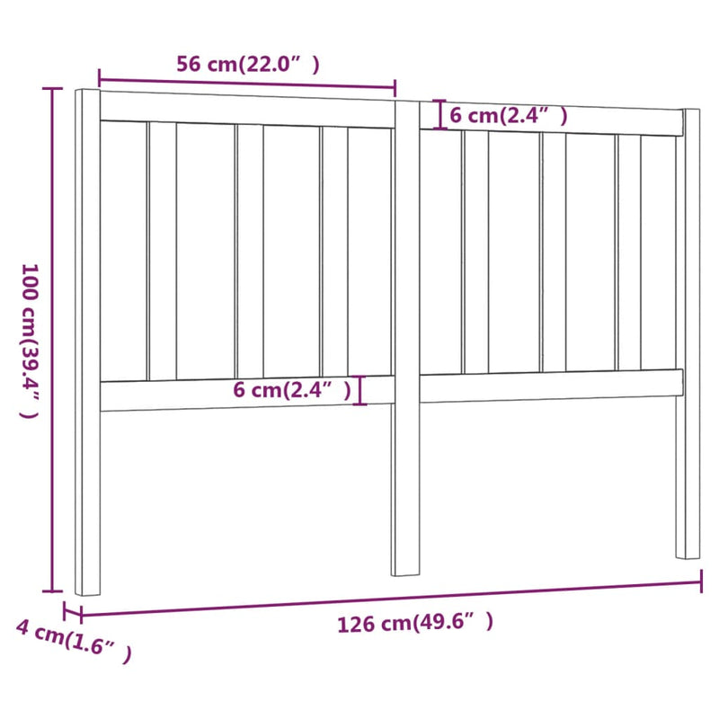 vidaXL szürke tömör fenyőfa ágyfejtámla 126 x 4 x 100 cm