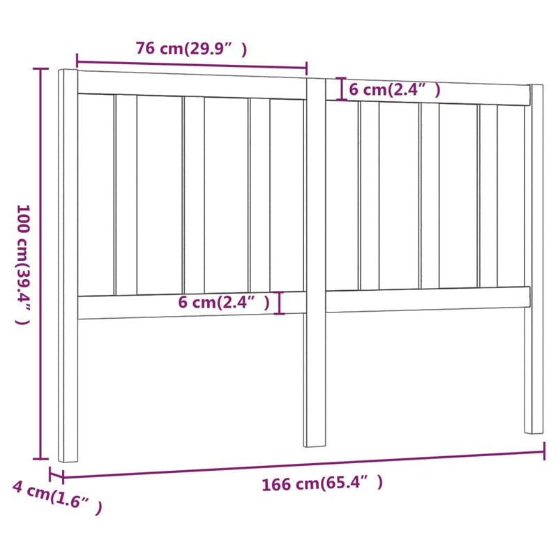 vidaXL fehér tömör fenyőfa ágyfejtámla 166 x 4 x 100 cm