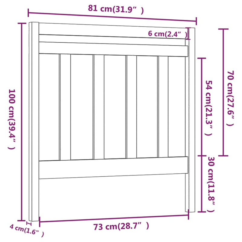 vidaXL szürke tömör fenyőfa ágyfejtámla 81 x 4 x 100 cm