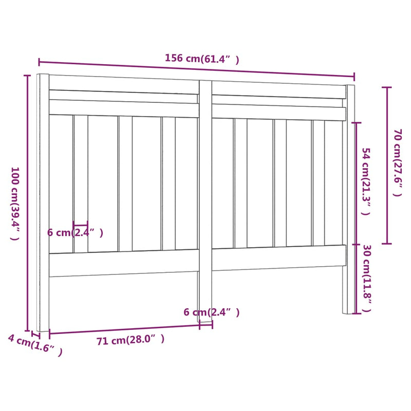 vidaXL fekete tömör fenyőfa ágyfejtámla 156 x 4 x 100 cm