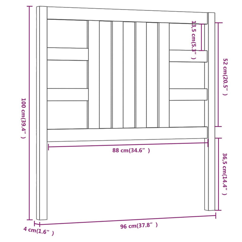 vidaXL mézbarna tömör fenyőfa ágyfejtámla 96 x 4 x 100 cm