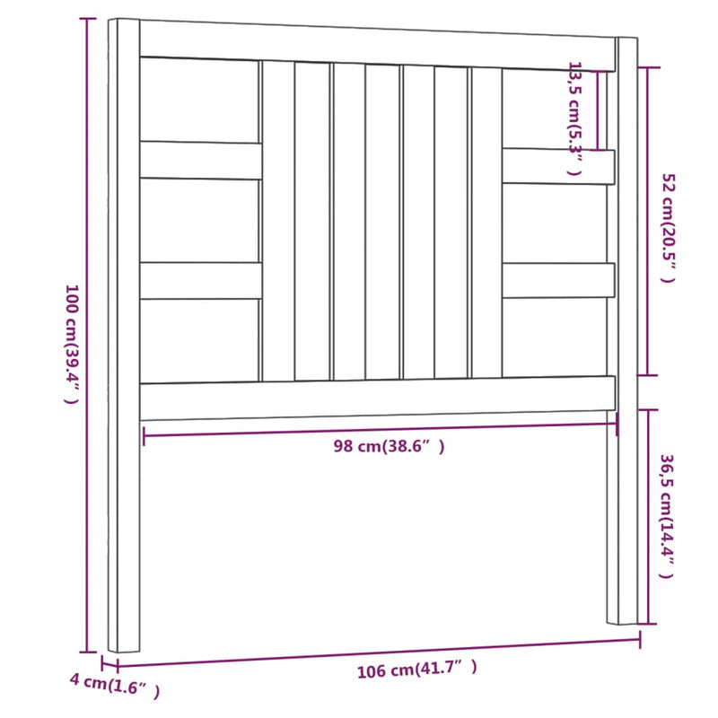 vidaXL mézbarna tömör fenyőfa ágyfejtámla 106 x 4 x 100 cm