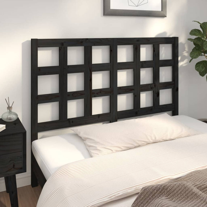 vidaXL fekete tömör fenyőfa ágyfejtámla 125,5 x 4 x 100 cm
