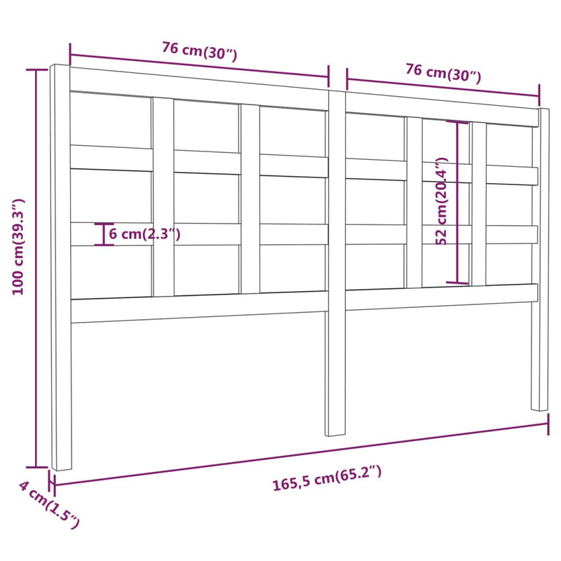 vidaXL fehér tömör fenyőfa ágyfejtámla 165,5 x 4 x 100 cm