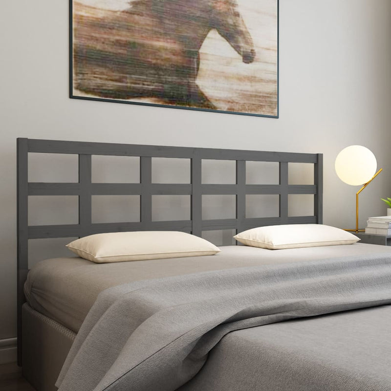 vidaXL szürke tömör fenyőfa ágyfejtámla 205,5x4x100 cm