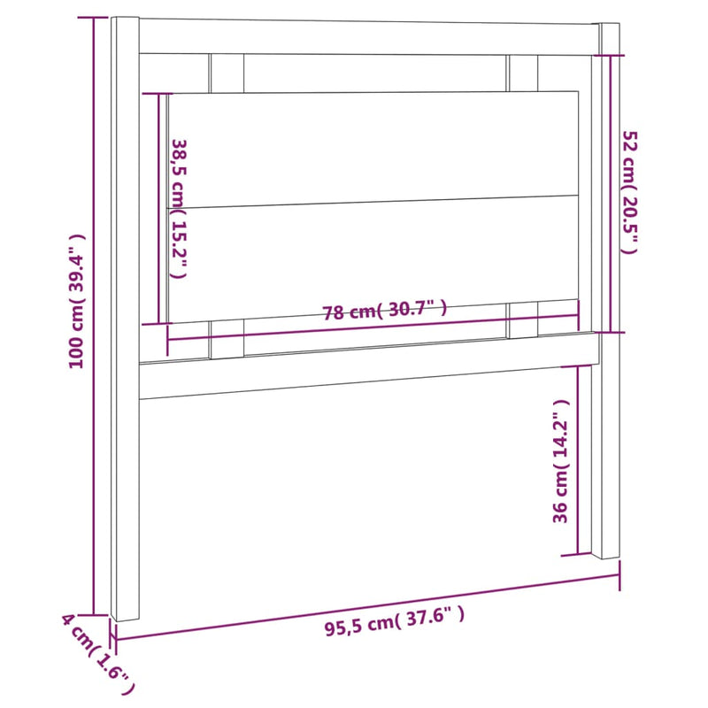vidaXL fekete tömör fenyőfa ágyfejtámla 95,5 x 4 x 100 cm